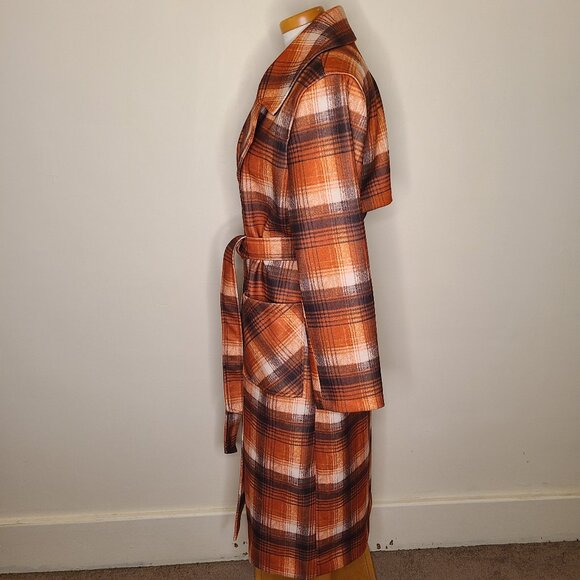 NVLT Plaid Belted Lined Trench Coat - Size Large NWT - Picture 5 of 8